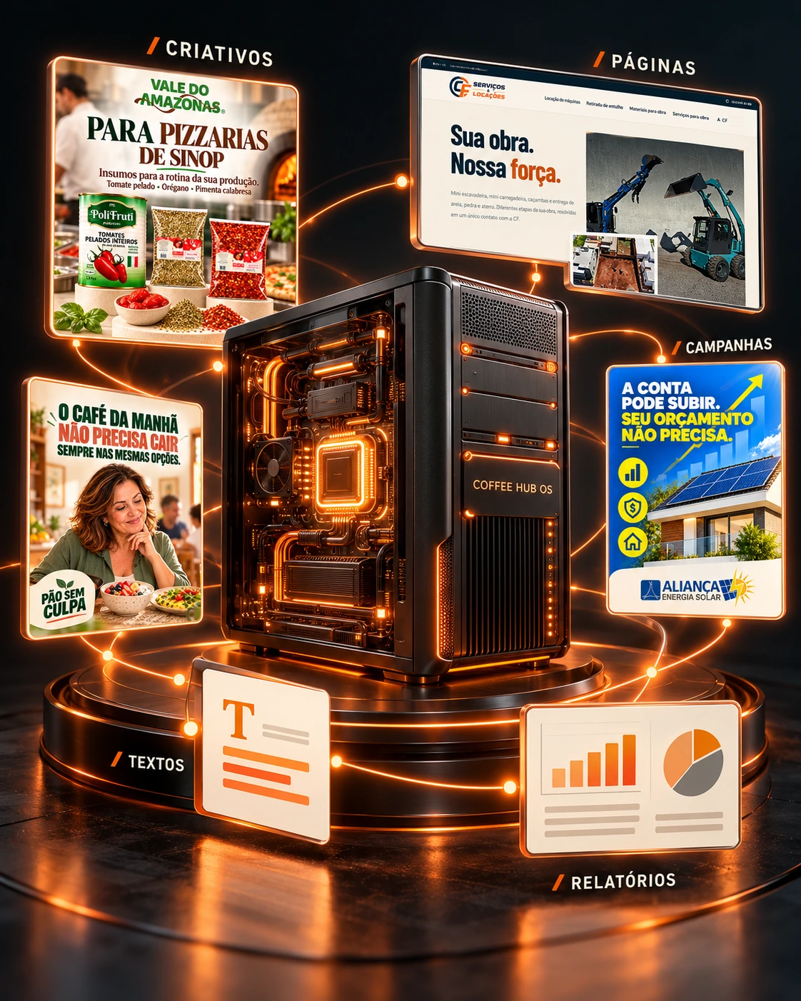 Supercomputador Coffee Hub OS conectado às soluções da empresa