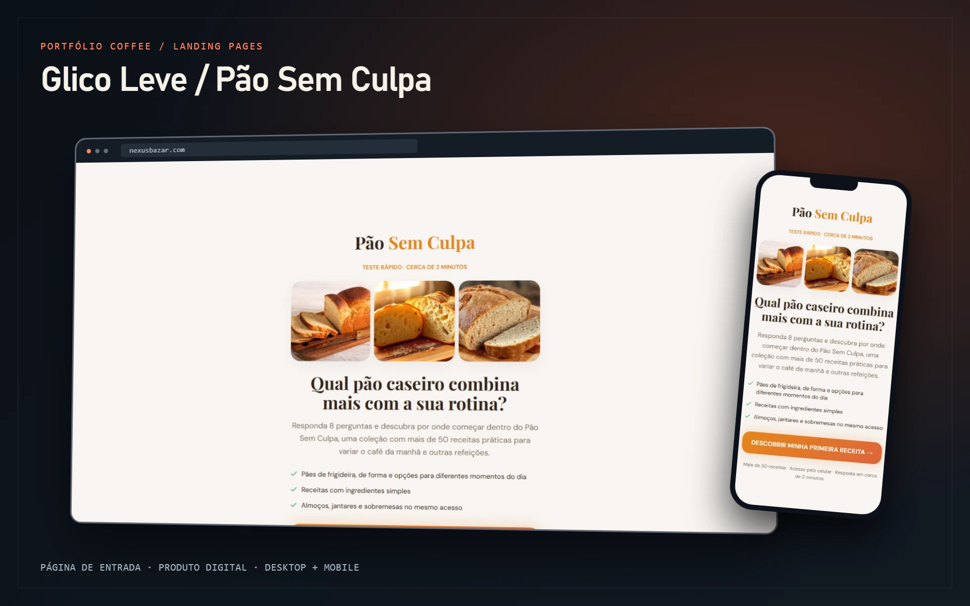 Página Glico Leve / Pão Sem Culpa em computador e celular