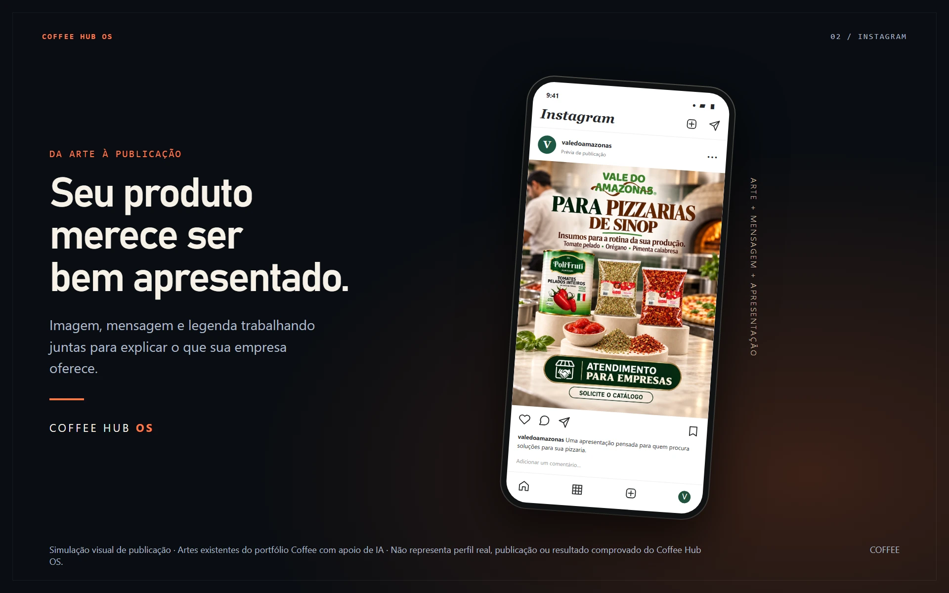 Simulação de publicação do Instagram com criativo Vale do Amazonas e legenda